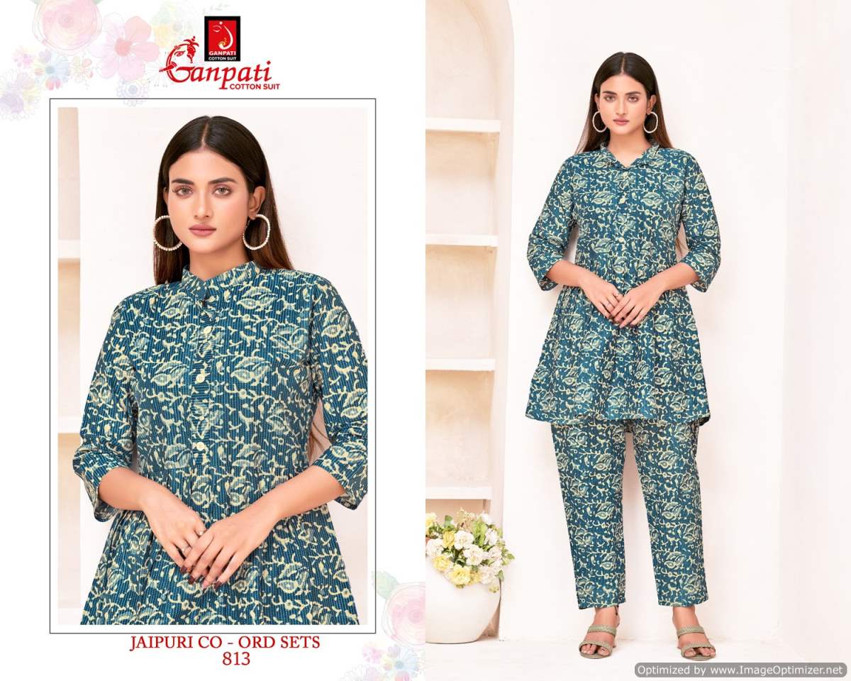 Jaipuri Vol 8 By Ganpati Heavy Pure Cotton Cord Set Top With Bottom Wholesale Shop In Surat